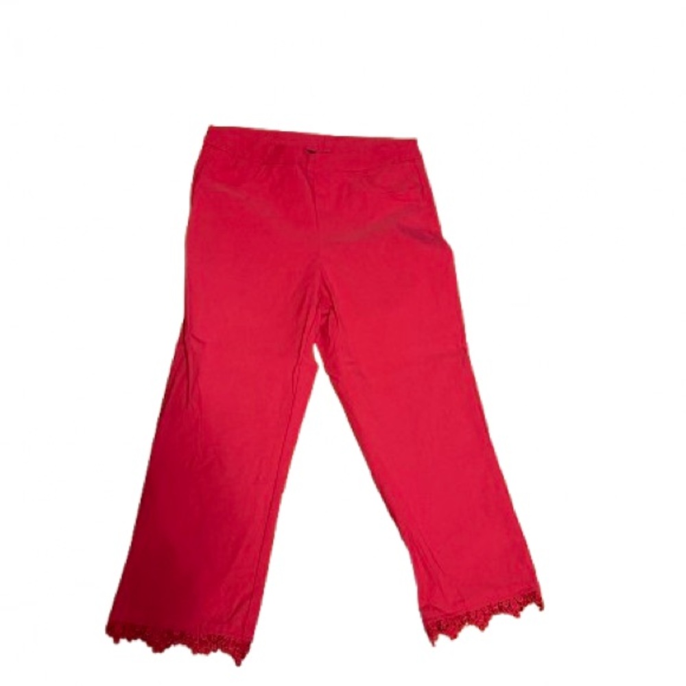 Tribal Red Casual Scalloped Hem Pants